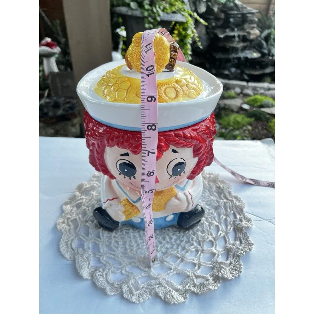 🤩Vintage Raggedy Ann Cookie Jar wearing Raggedy Andy Hat Napcoware Import Japan
